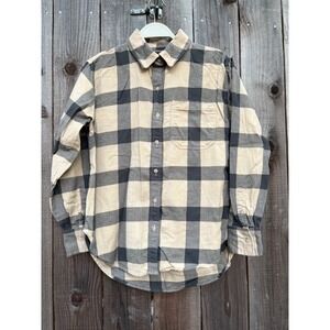 American Eagle Womens Flannel Shirt XXS Plaid Button Down Long Sleeve‎
